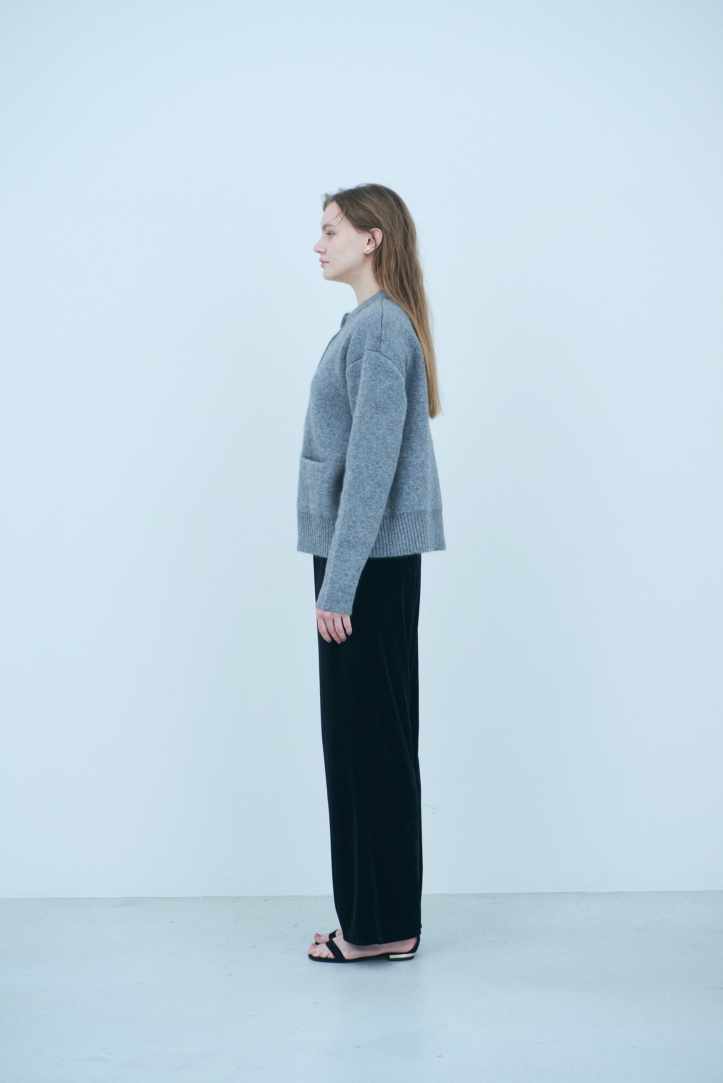 Bicolor raccoon knit coatigan