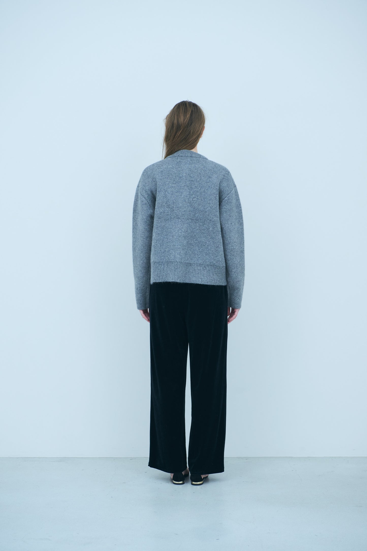 Bicolor raccoon knit coatigan