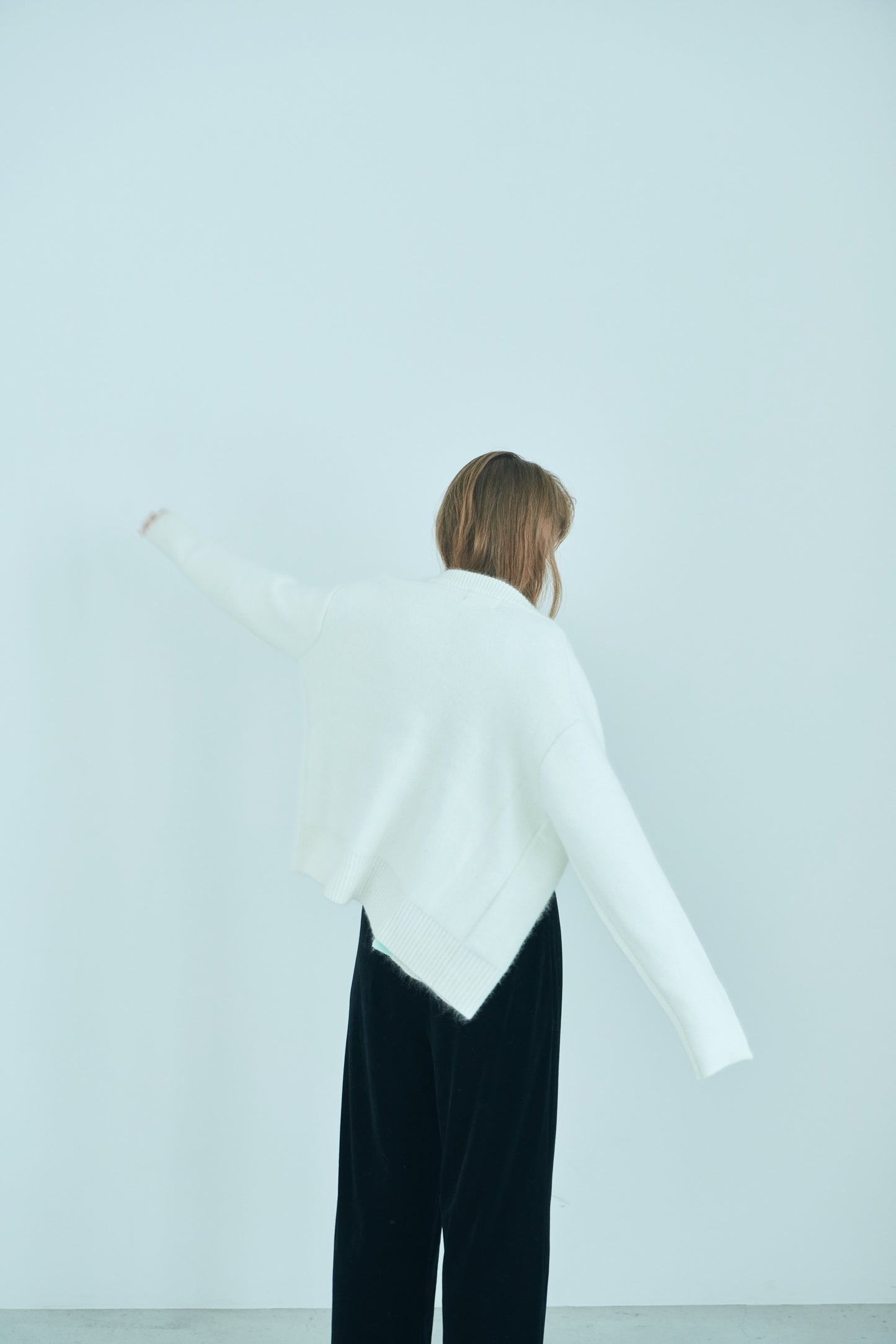 Bicolor raccoon knit coatigan