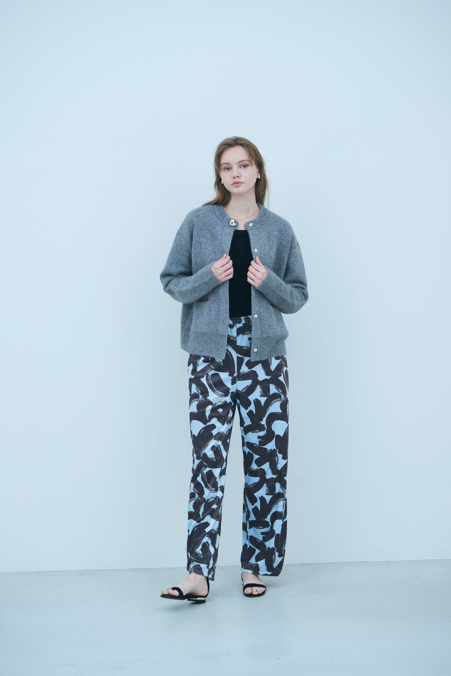 Bicolor raccoon knit coatigan