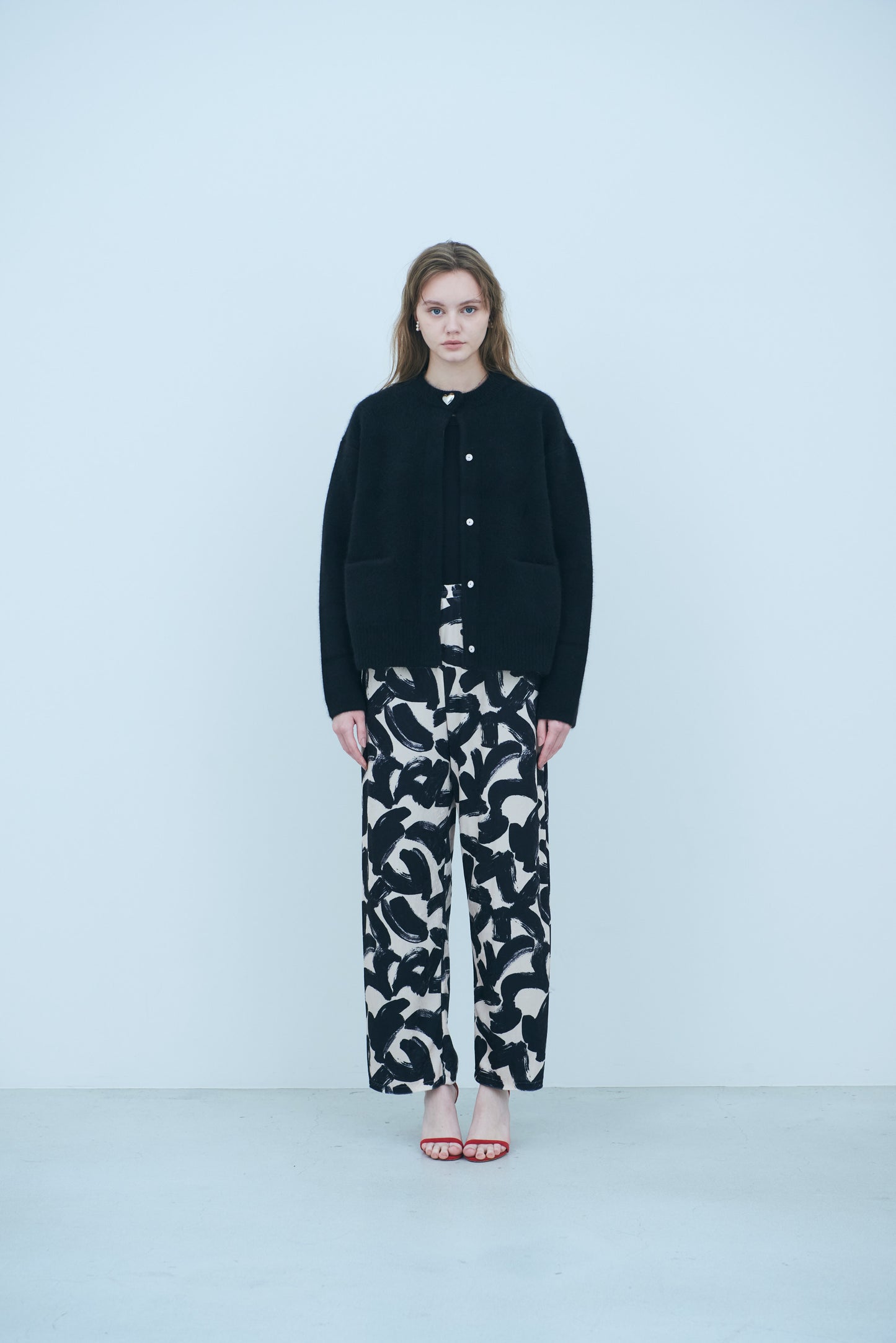 Bicolor raccoon knit coatigan