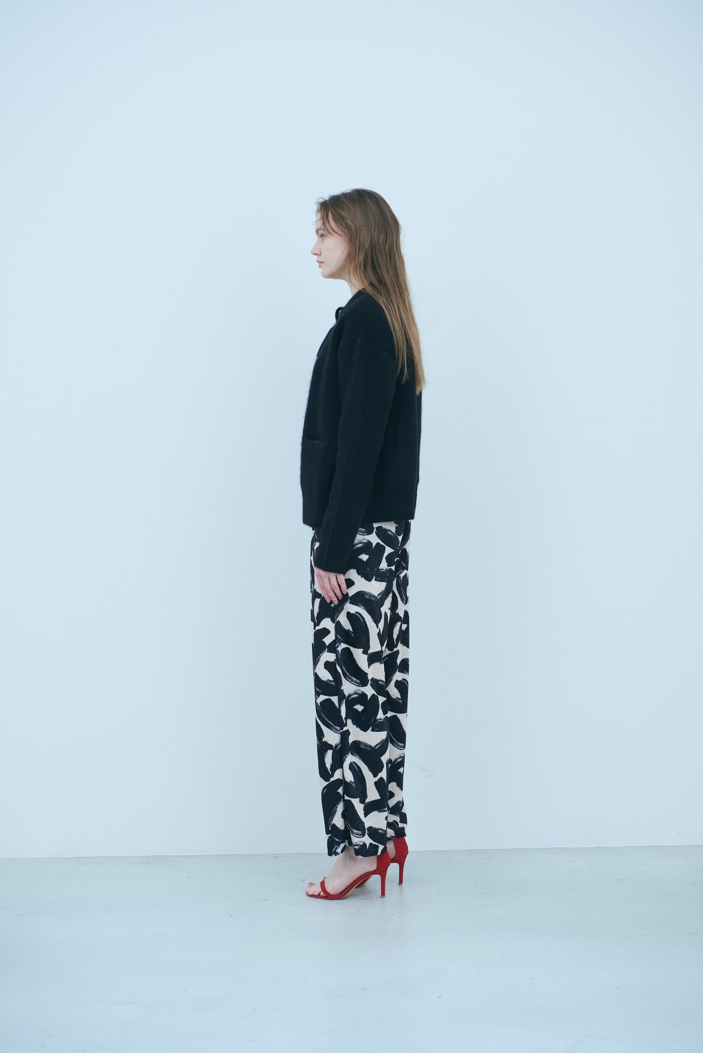 Bicolor raccoon knit coatigan
