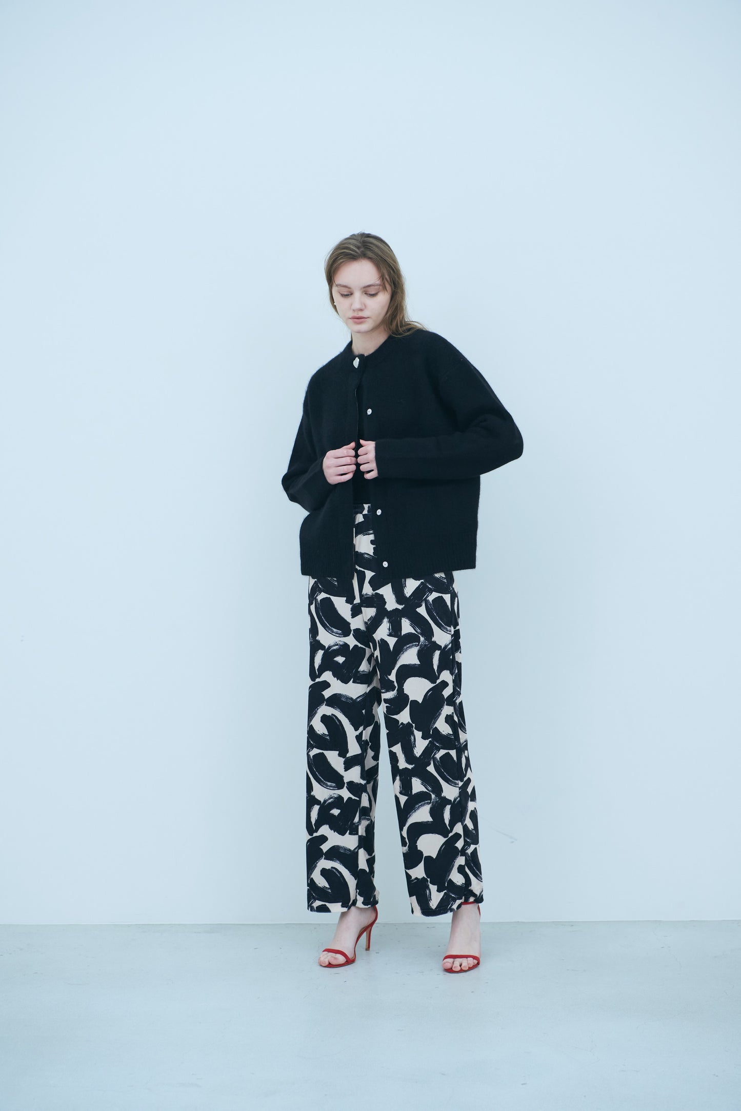Bicolor raccoon knit coatigan