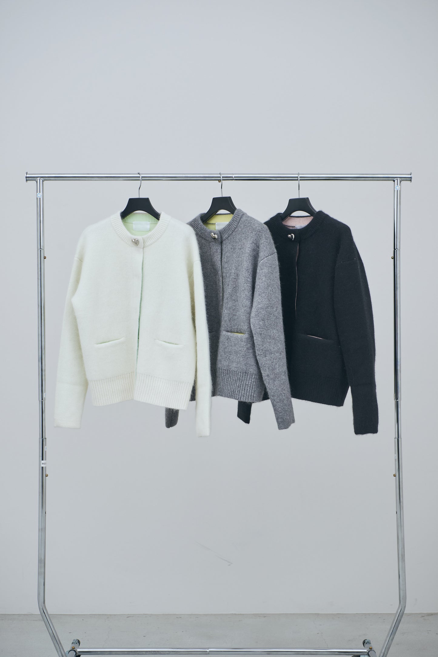 Bicolor raccoon knit coatigan