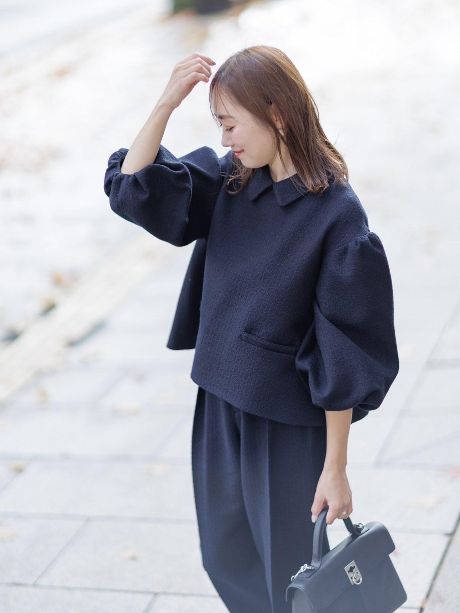 liten Silky fit pants-前明きなし