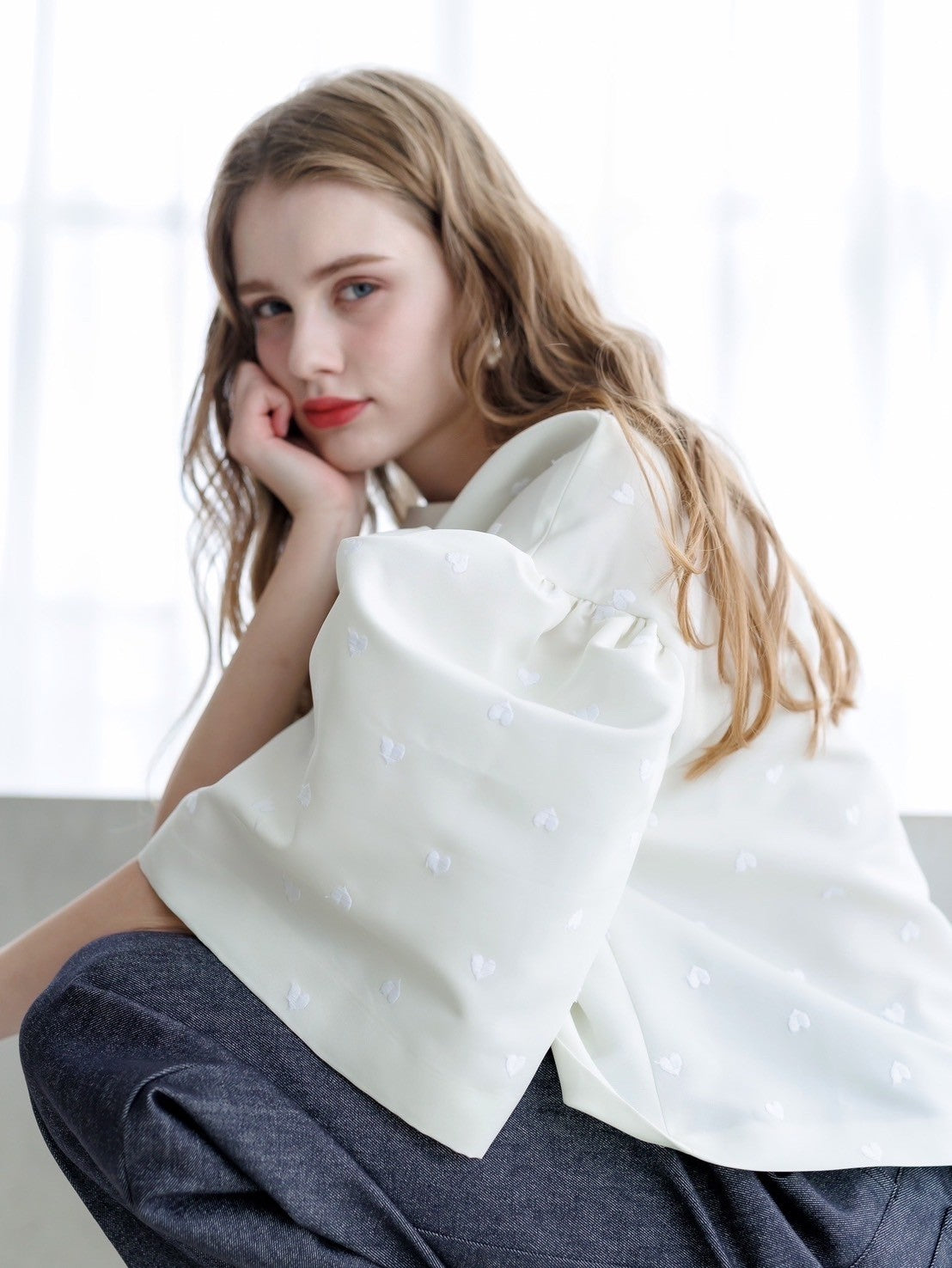 LIten リテンHeart embroidered blouse