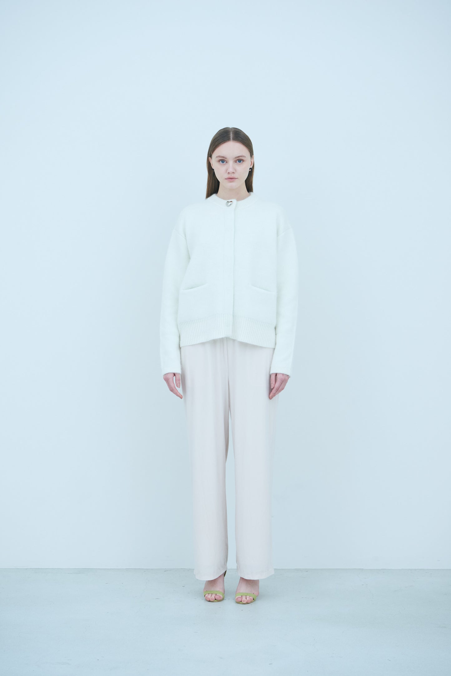 Bicolor raccoon knit coatigan