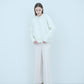 Bicolor raccoon knit coatigan
