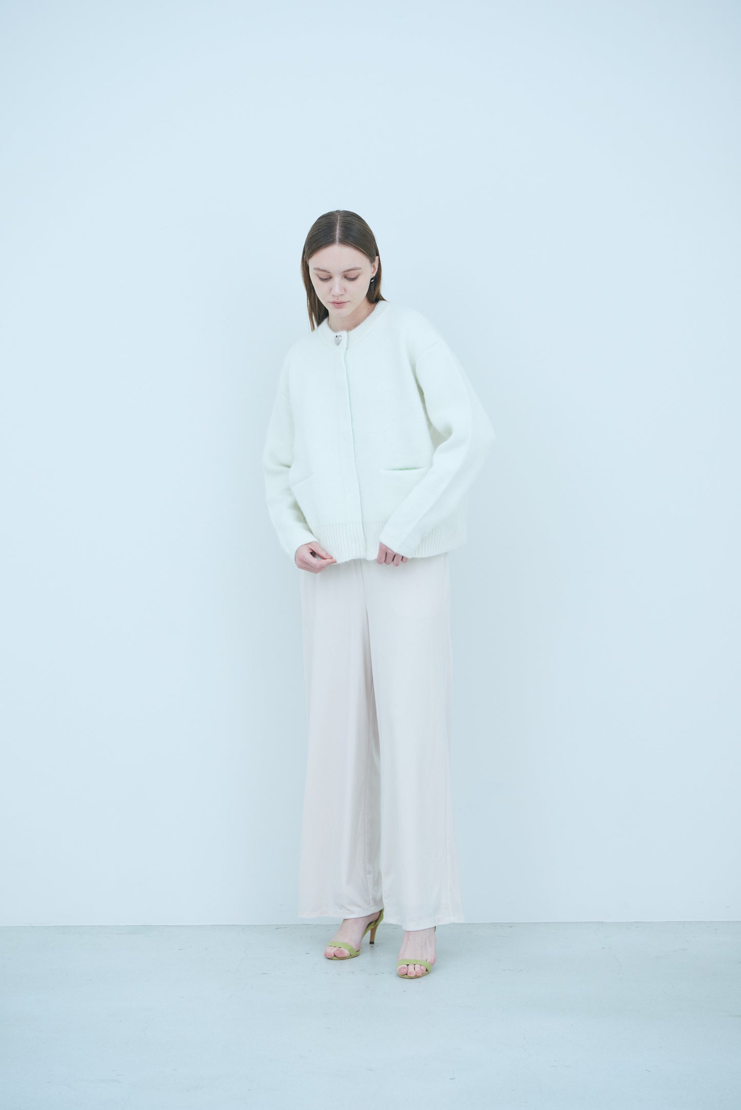 Bicolor raccoon knit coatigan