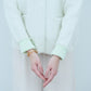 Bicolor raccoon knit coatigan