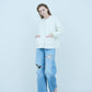 Bicolor raccoon knit coatigan