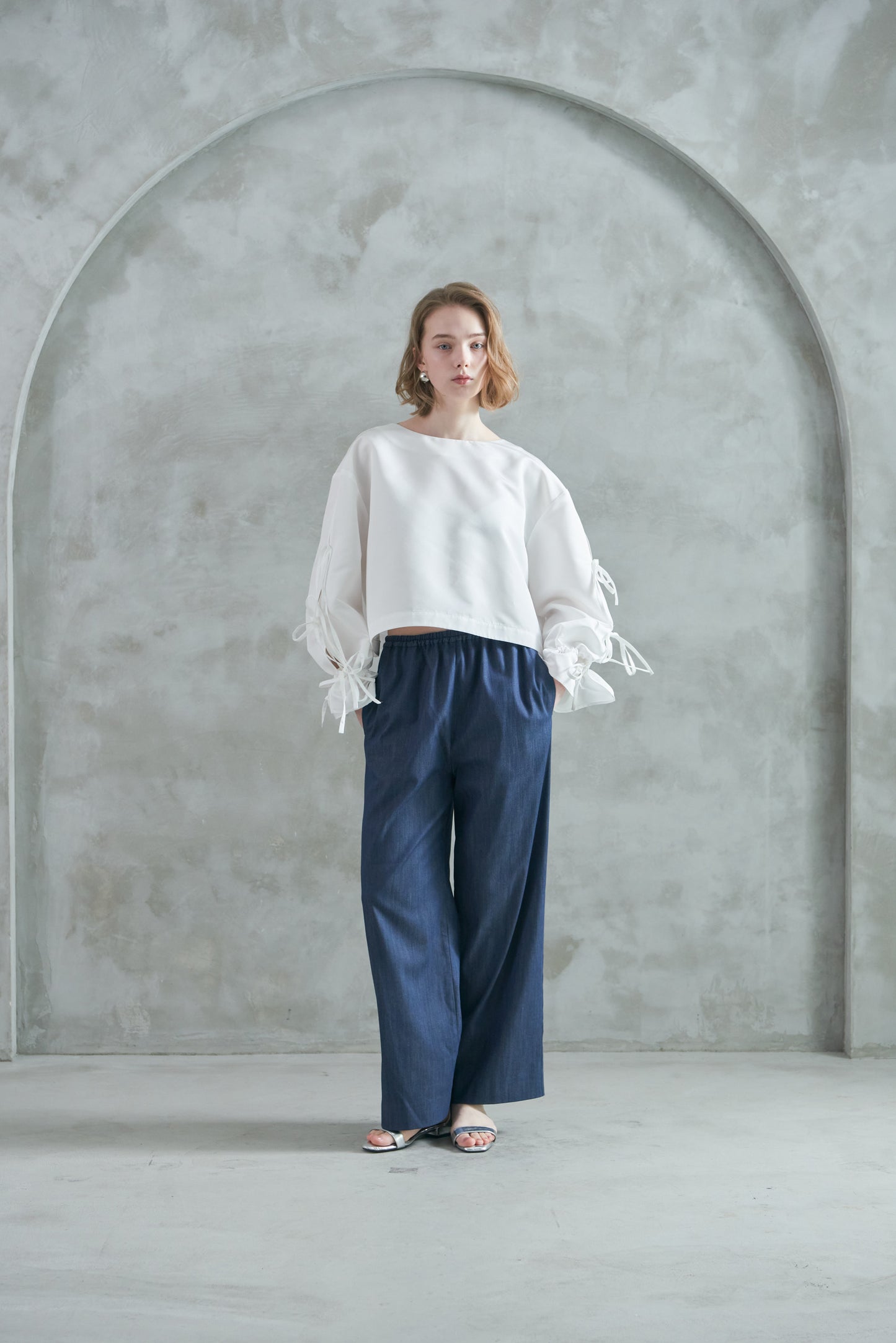 Pre Order/Light Denim Easy Pants