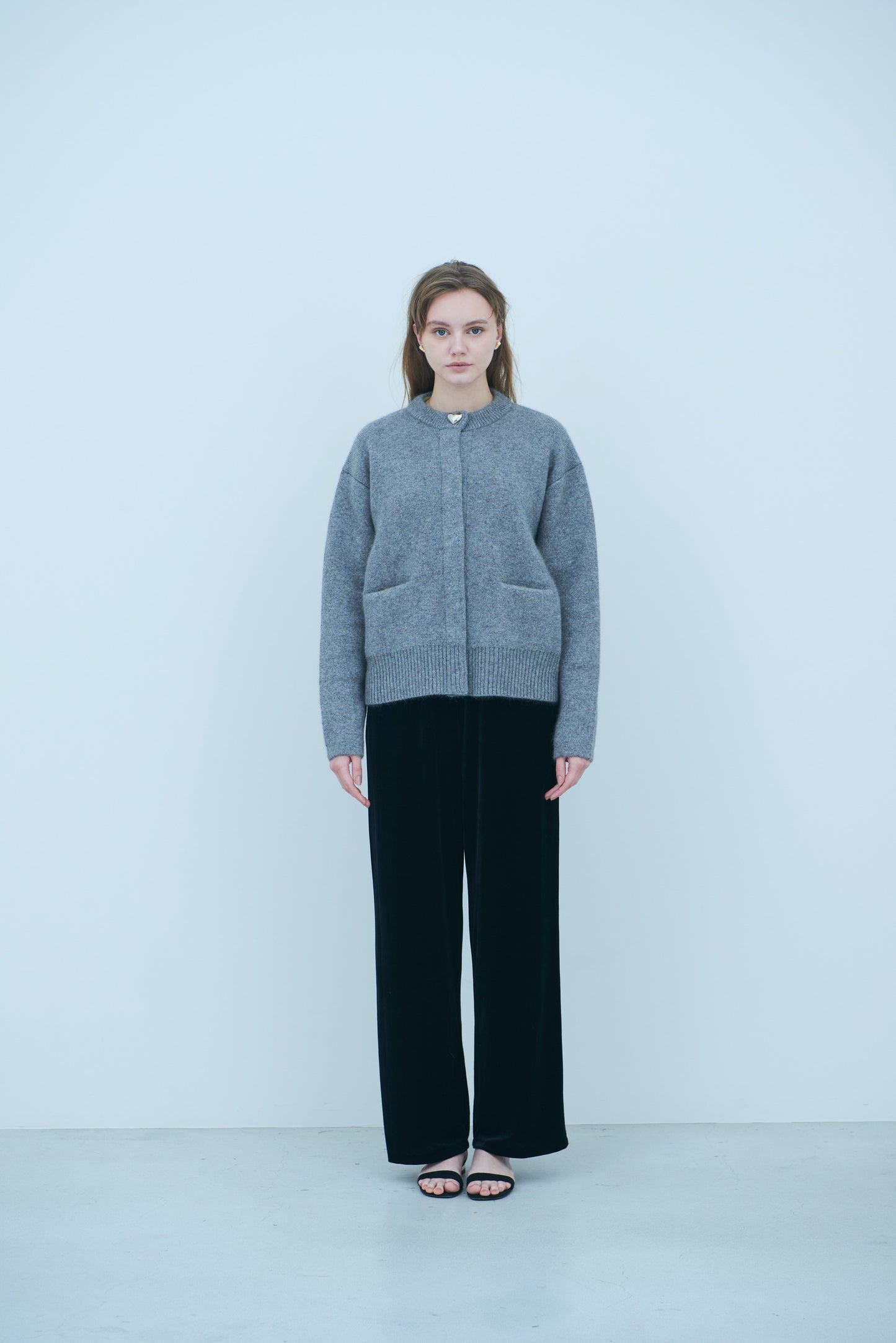 Bicolor raccoon knit coatigan