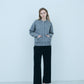 Bicolor raccoon knit coatigan