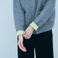 Bicolor raccoon knit coatigan