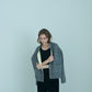 Bicolor raccoon knit coatigan