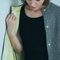 Bicolor raccoon knit coatigan