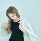 Bicolor raccoon knit coatigan