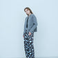 Bicolor raccoon knit coatigan