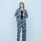 Bicolor raccoon knit coatigan