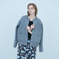 Bicolor raccoon knit coatigan