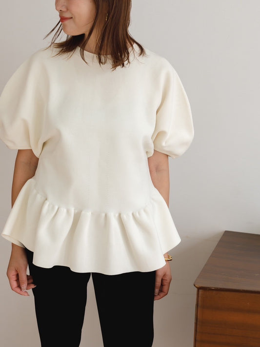 【受注販売】Whole garment peplum knit // Ivory