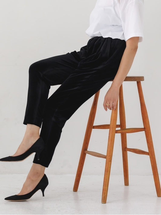 【受注販売】Velour easy pants // Black