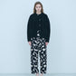 Bicolor raccoon knit coatigan