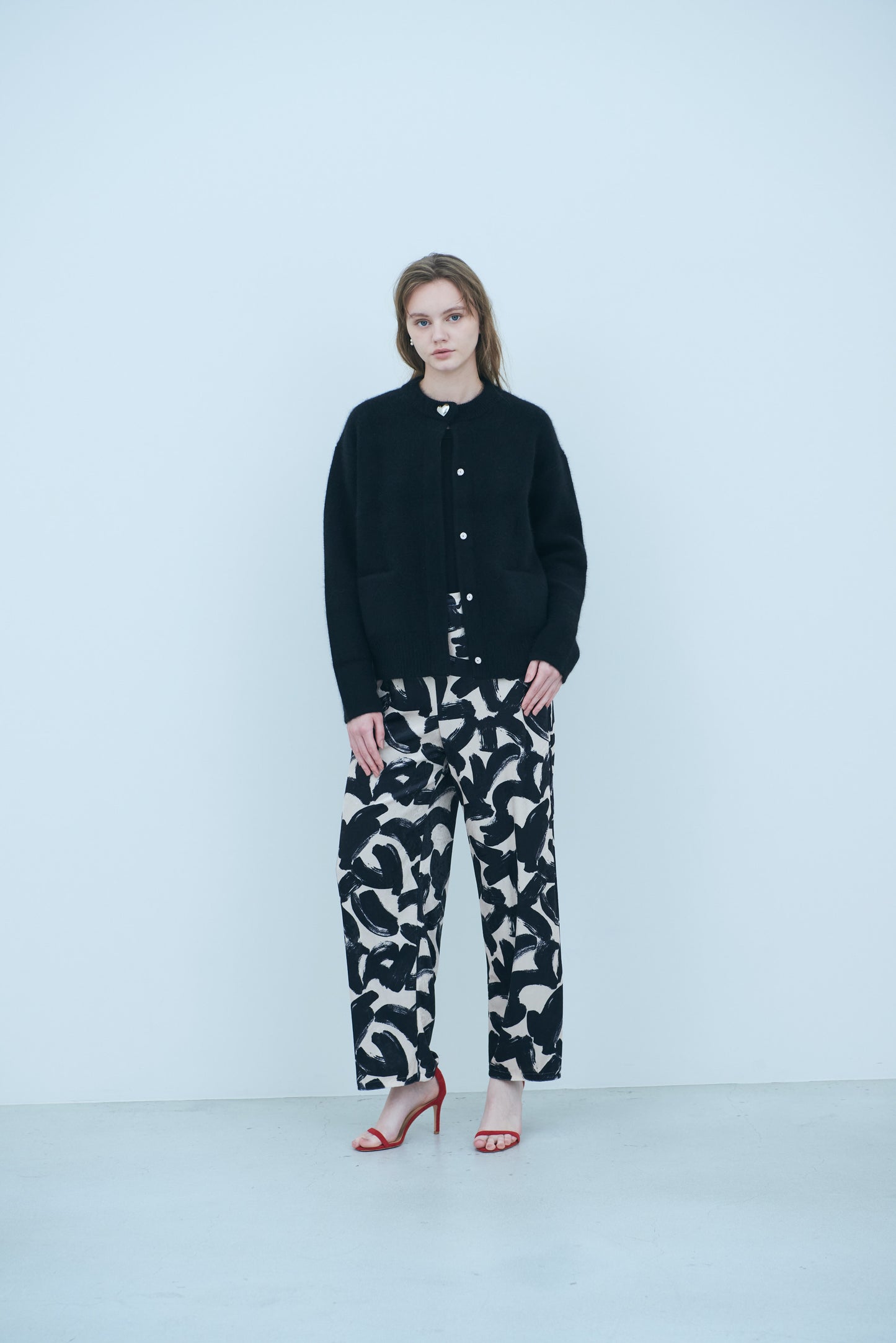 Bicolor raccoon knit coatigan