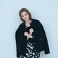 Bicolor raccoon knit coatigan