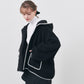 Pre Order/Scallop Boa Hoodie / Black