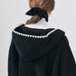 Pre Order/Scallop Boa Hoodie / Black